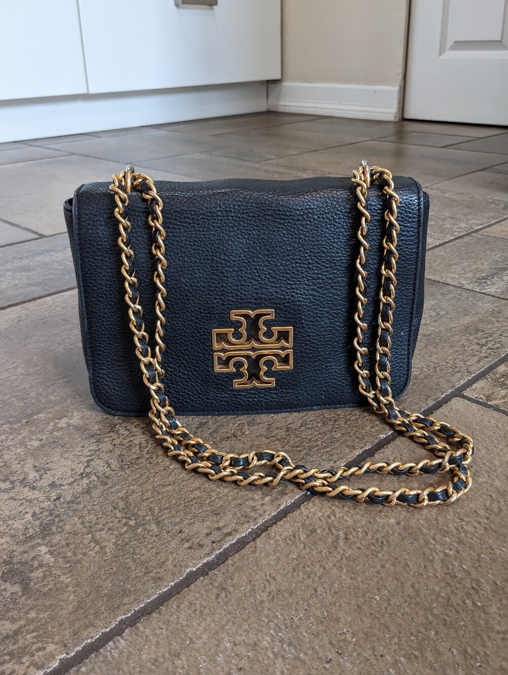 Tory Burch Britten Pebbled Leather Gold Chain Luxury Crossbody/Shoulder Bag π€ - Picture 6 of 17